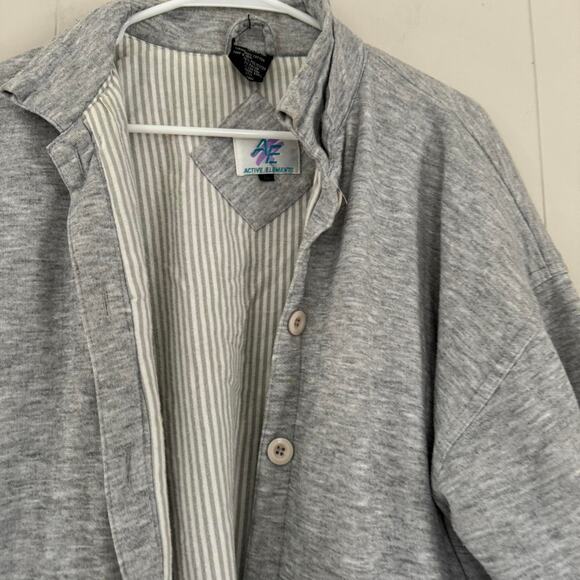 Active Elements vintage y2k 2000s heather gray button up sweater jacket Men's - Picture 4 of 6